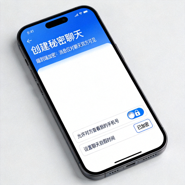 Telegram创建秘密聊天界面截图 - 展示端到端加密提示与设置选项