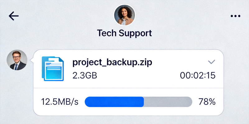 Telegram大文件上传过程截图 - 显示清晰的进度条和文件信息