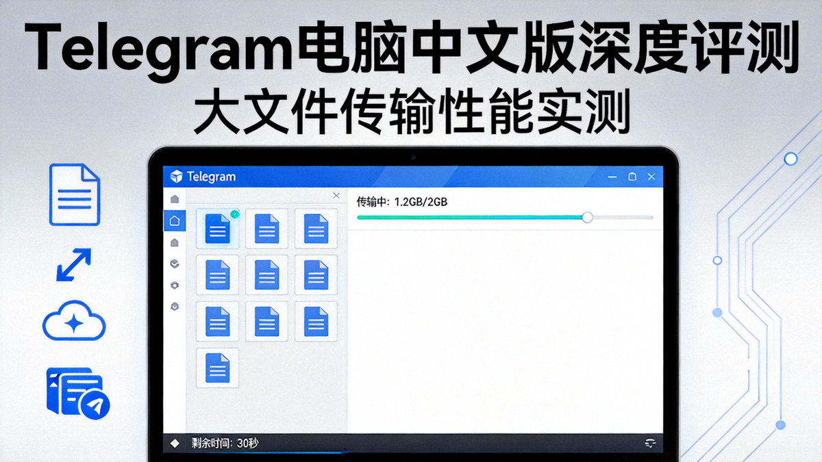 Telegram电脑中文版深度评测封面图 - 显示电脑界面大文件传输过程