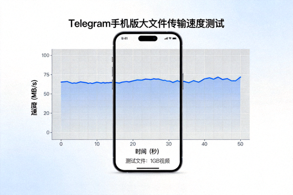 Telegram手机版大文件传输速度测试曲线图 - 显示略有波动的传输