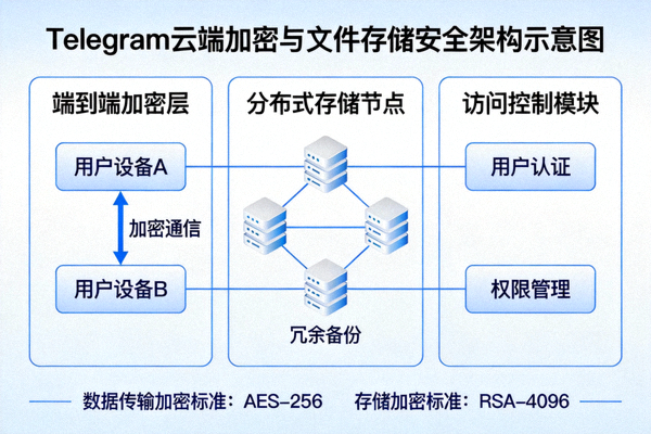 Telegram云端加密与文件存储安全架构示意图
