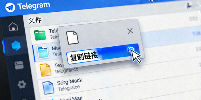 演示在Telegram电脑版中右键点击文件并选择‘复制链接’的操作界面